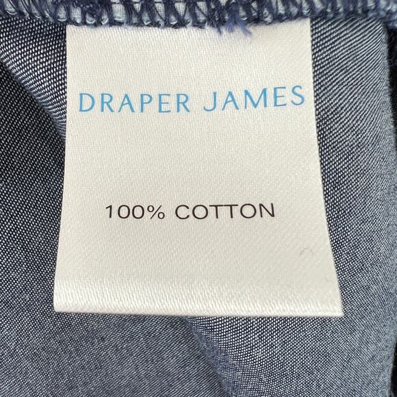 DRAPER JAMES Tie Waist Jumpsuit in Chambray Dark Wash Blue Wide Leg 3/4 Sleeve L - Picture 8 of 9